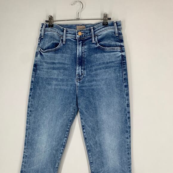 Mother Women Hustler Sneak High Rise Flare Jeans 32 Blue Denim On the Run 32 - Picture 5 of 13